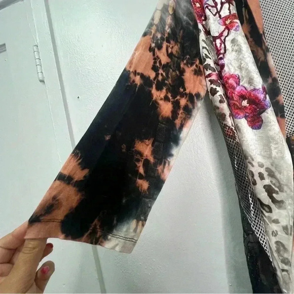 kamana Open Front Cardigan Contrasting Pattern Mesh and Velvet Detail Sz M - Picture 5 of 14